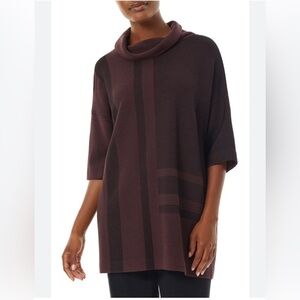 Ming Wang Striped Funnel-Neck Top Size Small